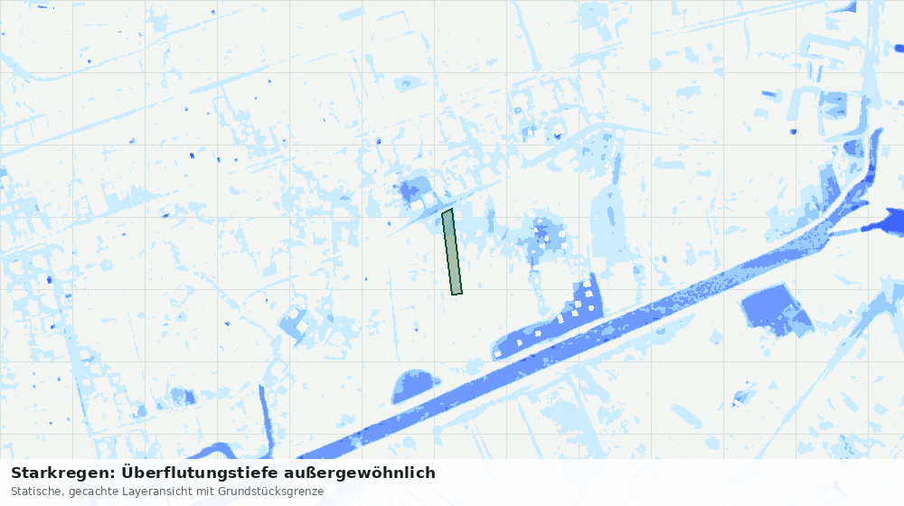 Statische Kartenansicht: Starkregen: Überflutungstiefe außergewöhnlich