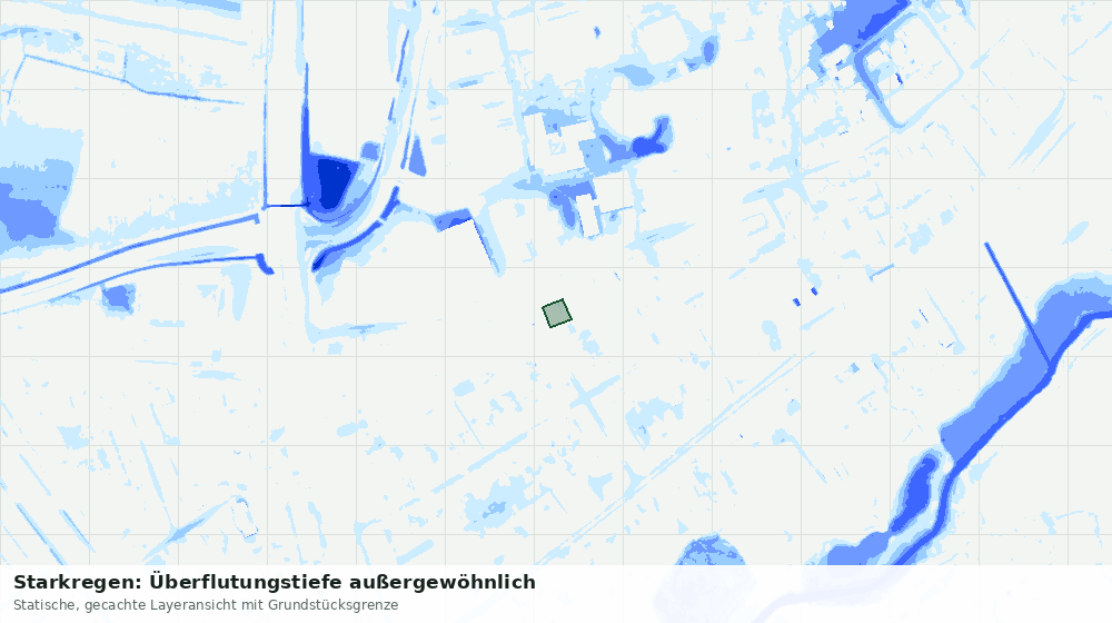 Statische Kartenansicht: Starkregen: Überflutungstiefe außergewöhnlich