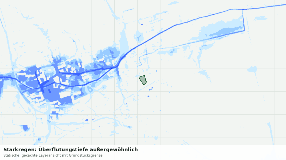 Statische Kartenansicht: Starkregen: Überflutungstiefe außergewöhnlich