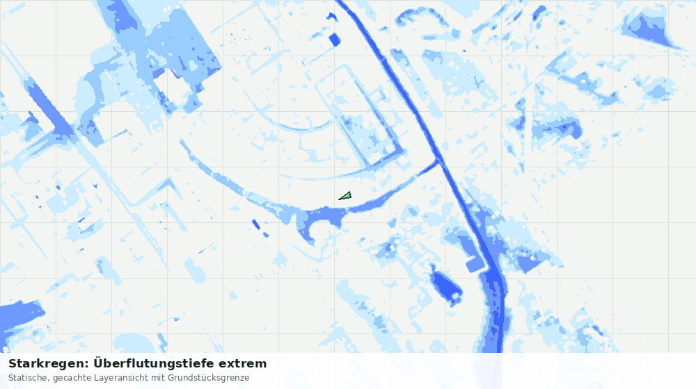 Statische Kartenansicht: Starkregen: Überflutungstiefe extrem