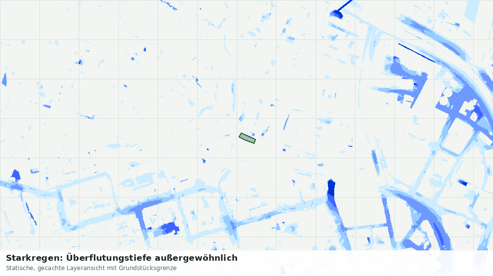 Statische Kartenansicht: Starkregen: Überflutungstiefe außergewöhnlich