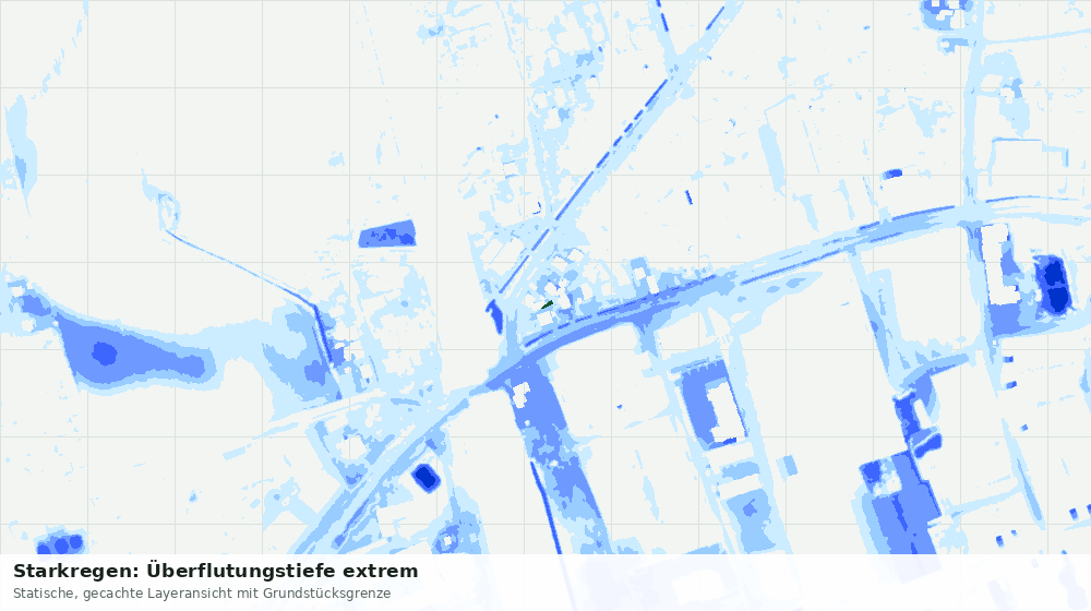 Statische Kartenansicht: Starkregen: Überflutungstiefe extrem