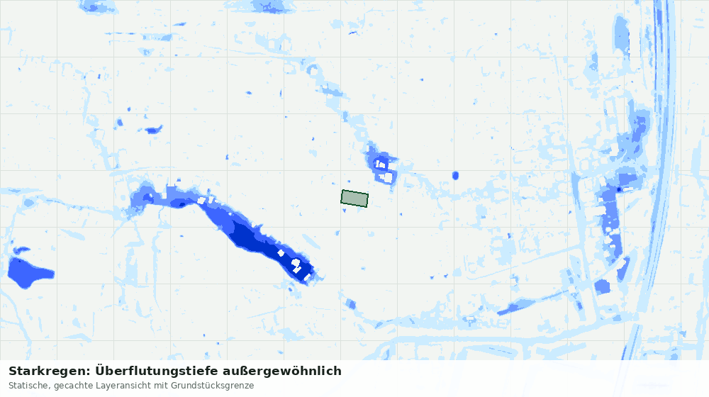 Statische Kartenansicht: Starkregen: Überflutungstiefe außergewöhnlich