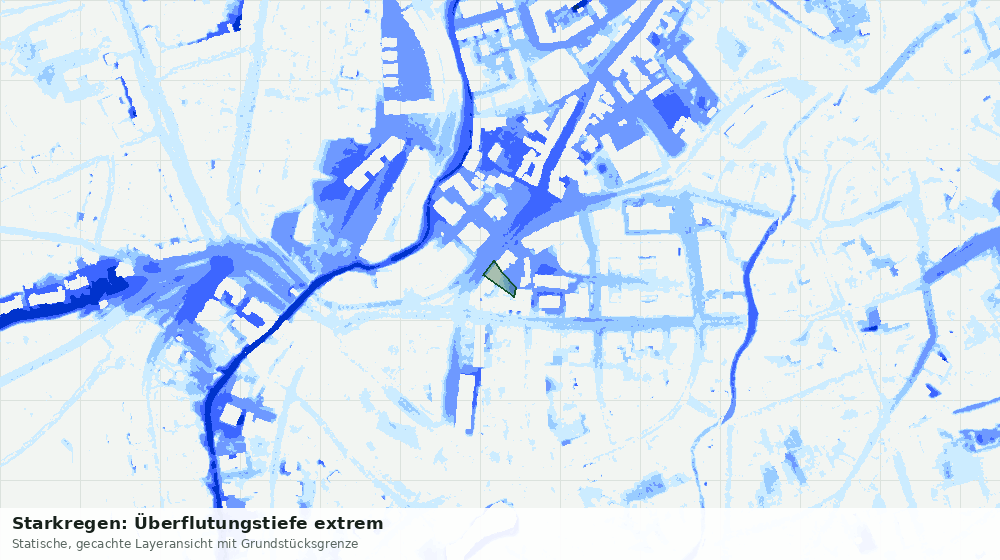 Statische Kartenansicht: Starkregen: Überflutungstiefe extrem