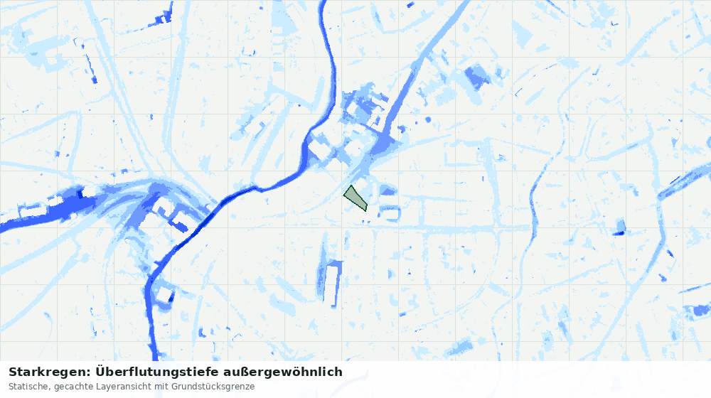 Statische Kartenansicht: Starkregen: Überflutungstiefe außergewöhnlich