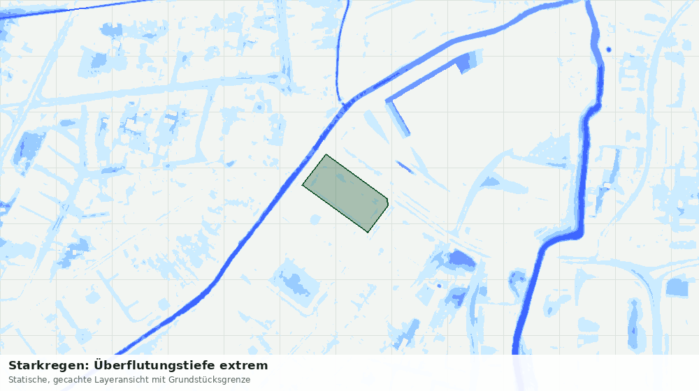 Statische Kartenansicht: Starkregen: Überflutungstiefe extrem