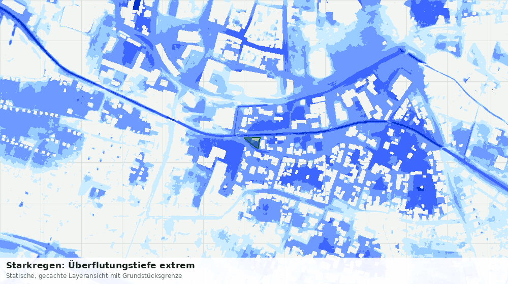 Statische Kartenansicht: Starkregen: Überflutungstiefe extrem