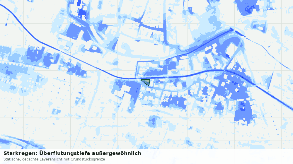 Statische Kartenansicht: Starkregen: Überflutungstiefe außergewöhnlich