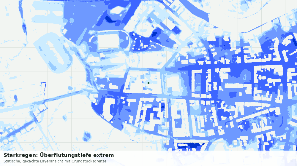 Statische Kartenansicht: Starkregen: Überflutungstiefe extrem
