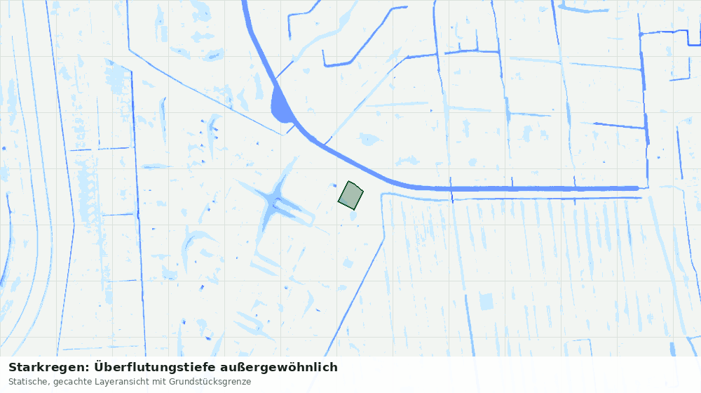 Statische Kartenansicht: Starkregen: Überflutungstiefe außergewöhnlich