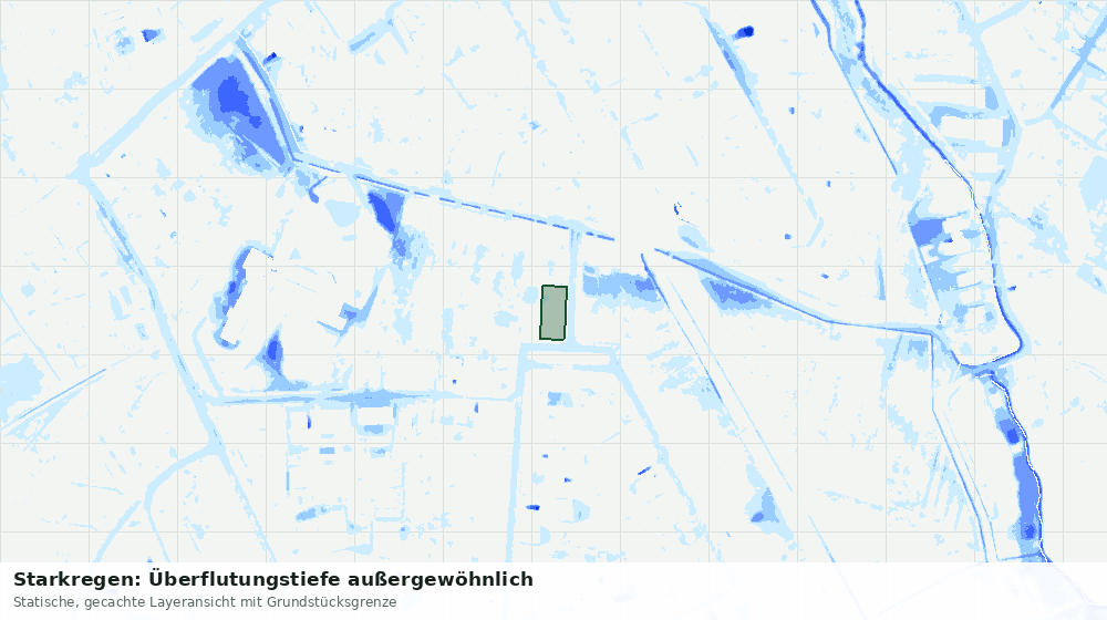Statische Kartenansicht: Starkregen: Überflutungstiefe außergewöhnlich