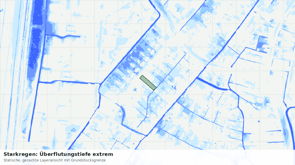 Statische Kartenansicht: Starkregen: Überflutungstiefe extrem
