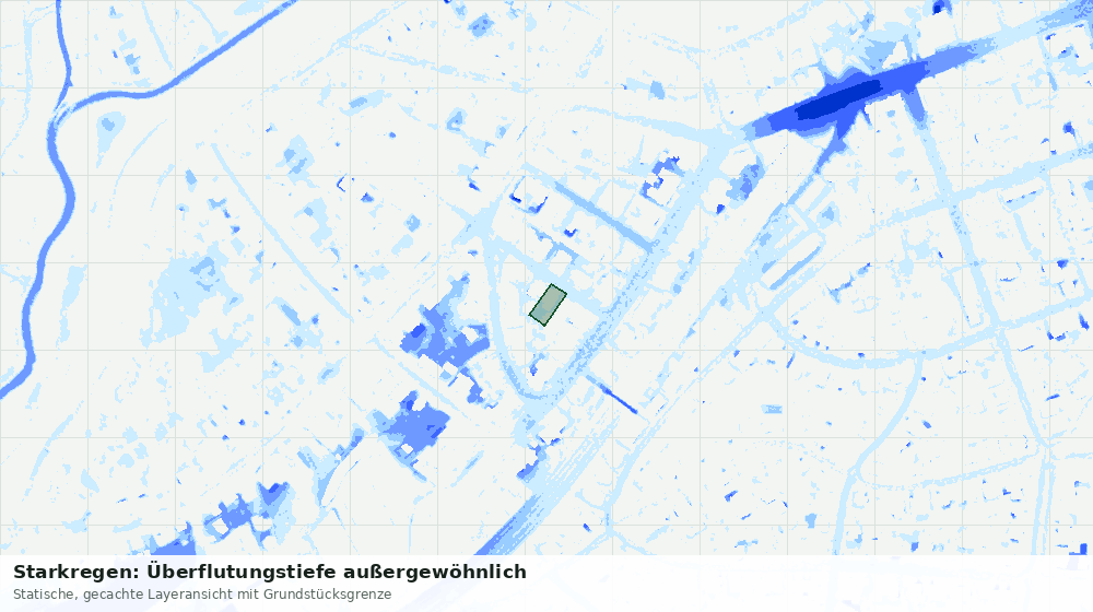 Statische Kartenansicht: Starkregen: Überflutungstiefe außergewöhnlich