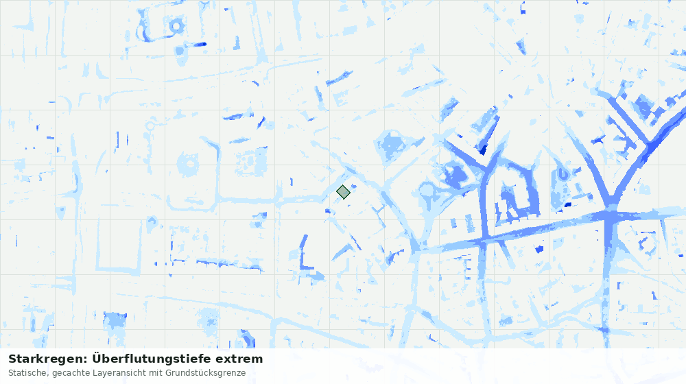 Statische Kartenansicht: Starkregen: Überflutungstiefe extrem