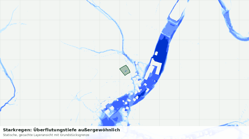 Statische Kartenansicht: Starkregen: Überflutungstiefe außergewöhnlich