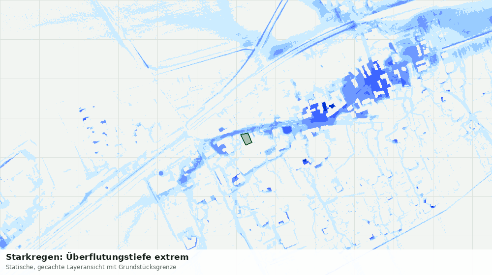Statische Kartenansicht: Starkregen: Überflutungstiefe extrem
