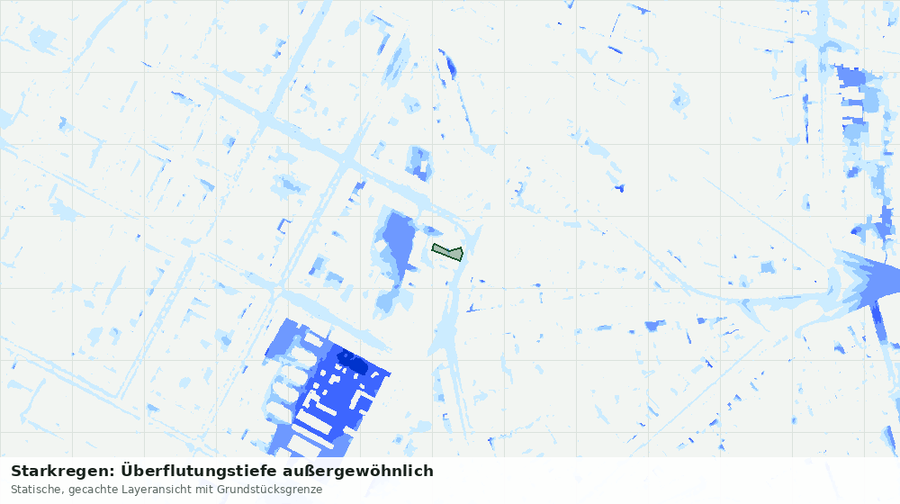 Statische Kartenansicht: Starkregen: Überflutungstiefe außergewöhnlich