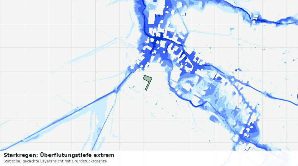 Statische Kartenansicht: Starkregen: Überflutungstiefe extrem