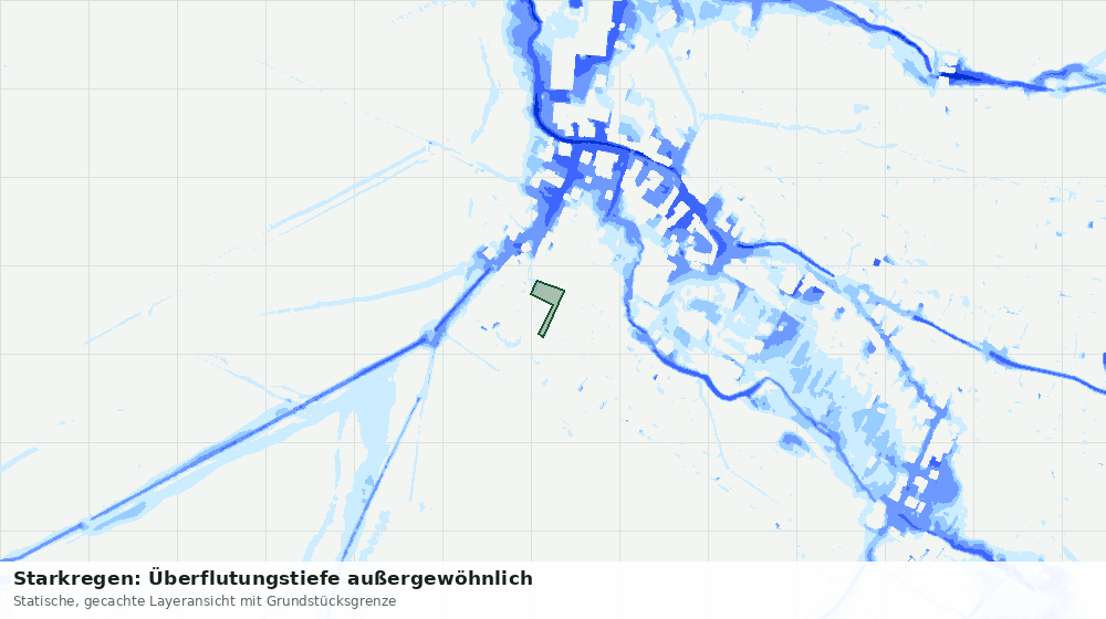 Statische Kartenansicht: Starkregen: Überflutungstiefe außergewöhnlich
