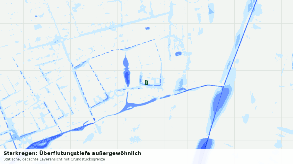 Statische Kartenansicht: Starkregen: Überflutungstiefe außergewöhnlich