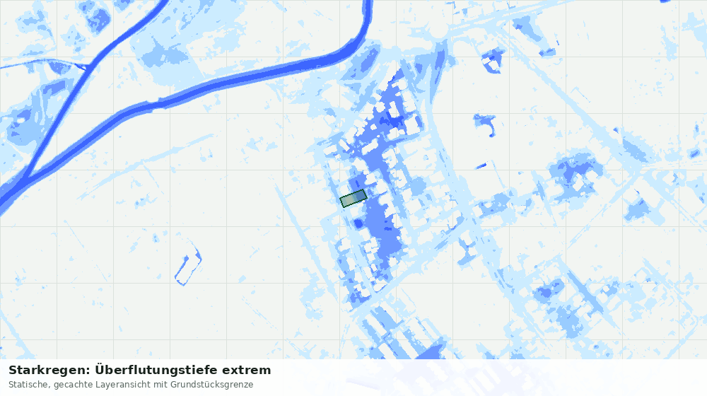 Statische Kartenansicht: Starkregen: Überflutungstiefe extrem