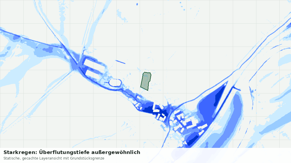 Statische Kartenansicht: Starkregen: Überflutungstiefe außergewöhnlich