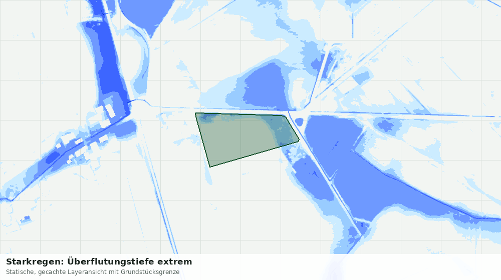 Statische Kartenansicht: Starkregen: Überflutungstiefe extrem