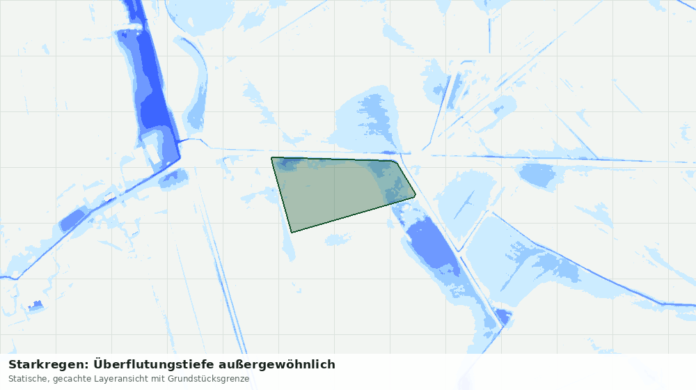 Statische Kartenansicht: Starkregen: Überflutungstiefe außergewöhnlich