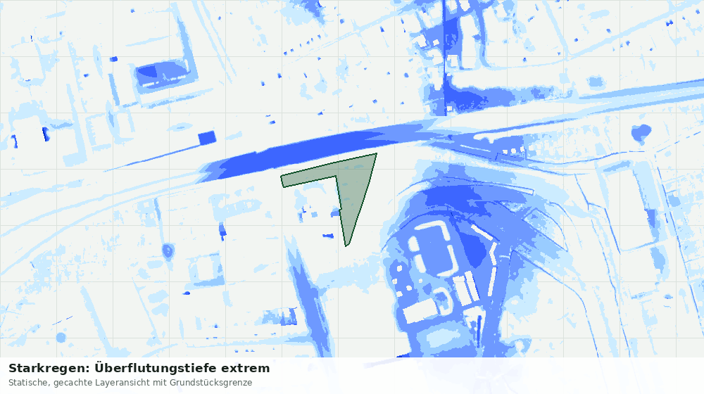 Statische Kartenansicht: Starkregen: Überflutungstiefe extrem