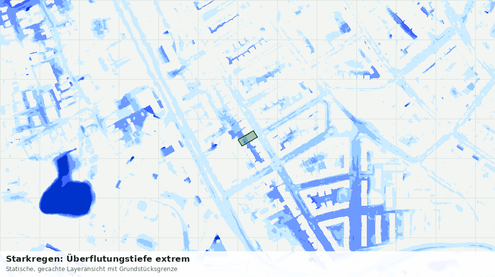 Statische Kartenansicht: Starkregen: Überflutungstiefe extrem