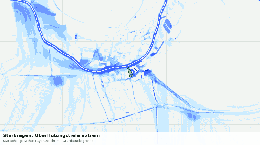 Statische Kartenansicht: Starkregen: Überflutungstiefe extrem
