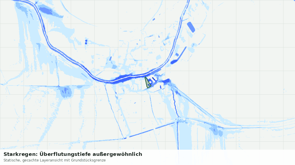 Statische Kartenansicht: Starkregen: Überflutungstiefe außergewöhnlich