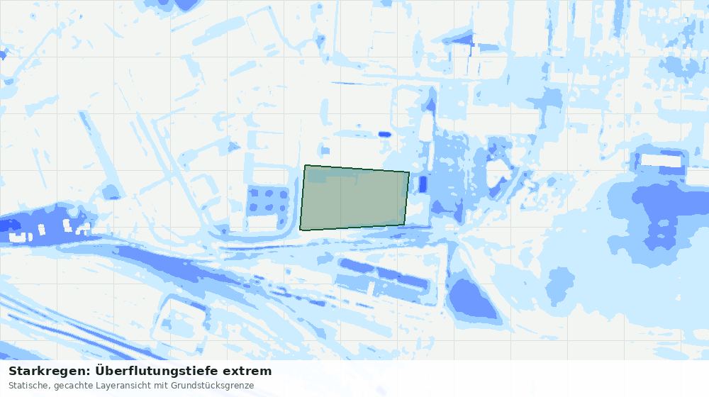 Statische Kartenansicht: Starkregen: Überflutungstiefe extrem