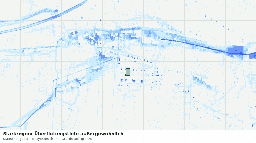 Statische Kartenansicht: Starkregen: Überflutungstiefe außergewöhnlich