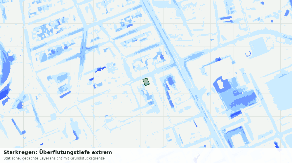 Statische Kartenansicht: Starkregen: Überflutungstiefe extrem