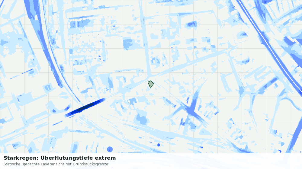 Statische Kartenansicht: Starkregen: Überflutungstiefe extrem
