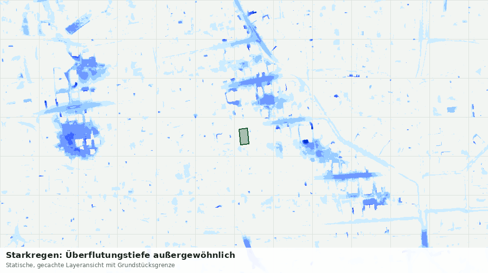 Statische Kartenansicht: Starkregen: Überflutungstiefe außergewöhnlich