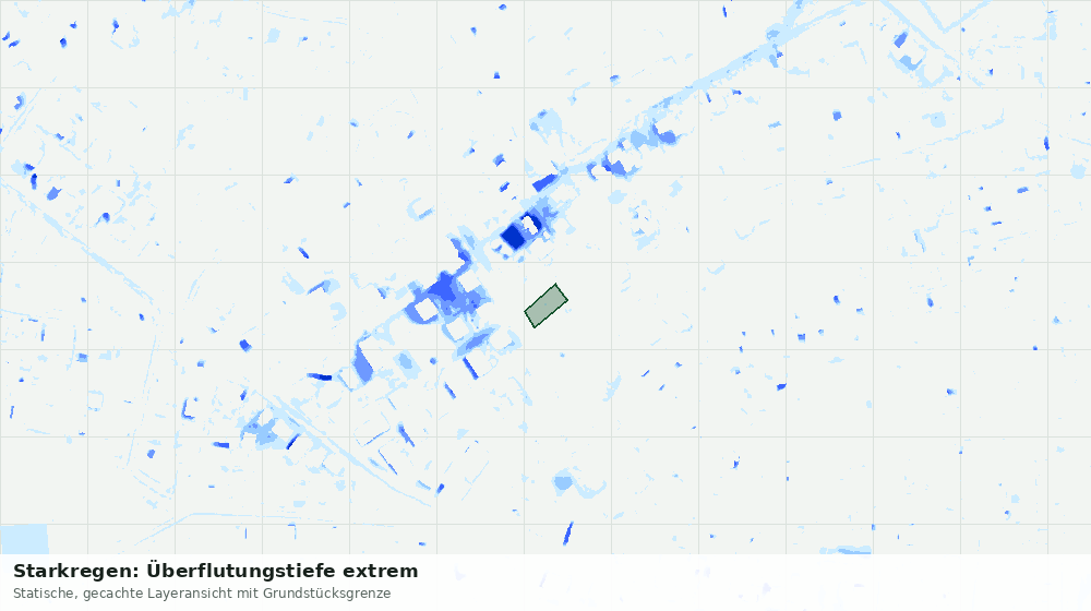 Statische Kartenansicht: Starkregen: Überflutungstiefe extrem