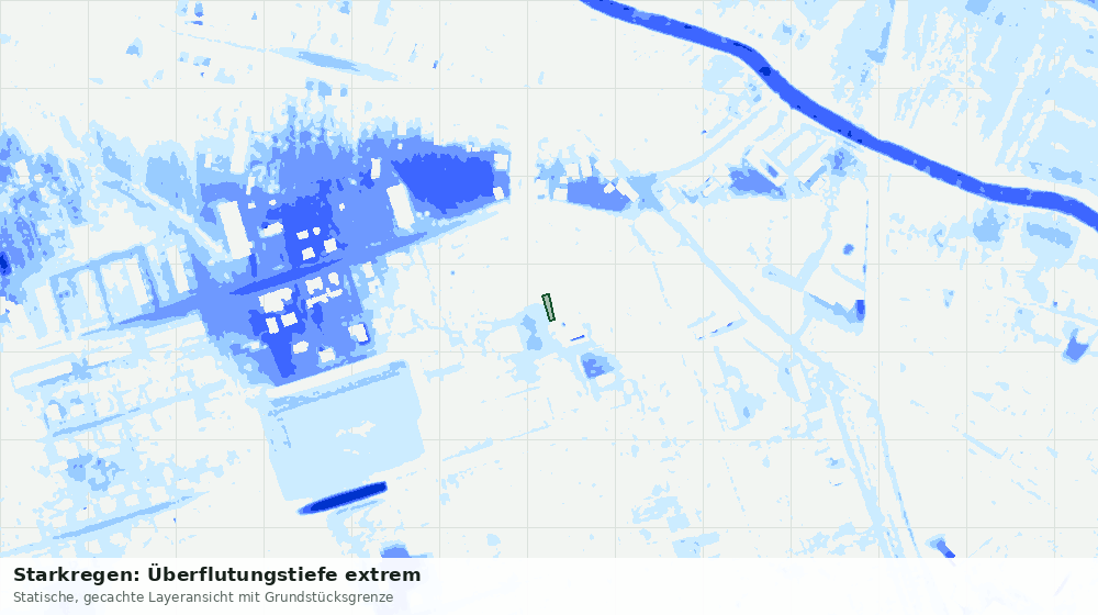 Statische Kartenansicht: Starkregen: Überflutungstiefe extrem
