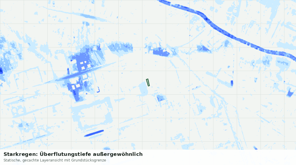 Statische Kartenansicht: Starkregen: Überflutungstiefe außergewöhnlich