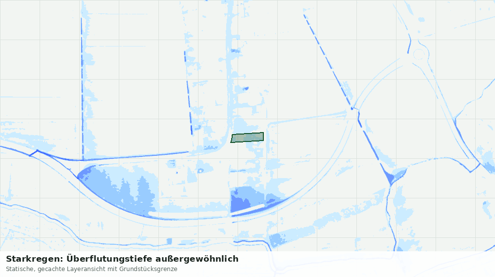 Statische Kartenansicht: Starkregen: Überflutungstiefe außergewöhnlich