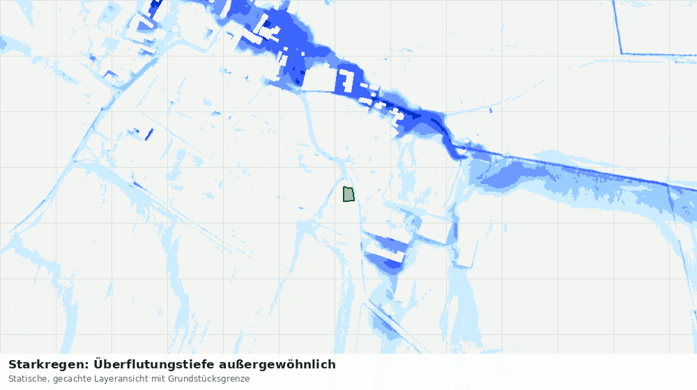 Statische Kartenansicht: Starkregen: Überflutungstiefe außergewöhnlich