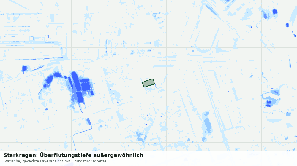 Statische Kartenansicht: Starkregen: Überflutungstiefe außergewöhnlich