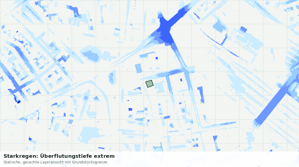 Statische Kartenansicht: Starkregen: Überflutungstiefe extrem