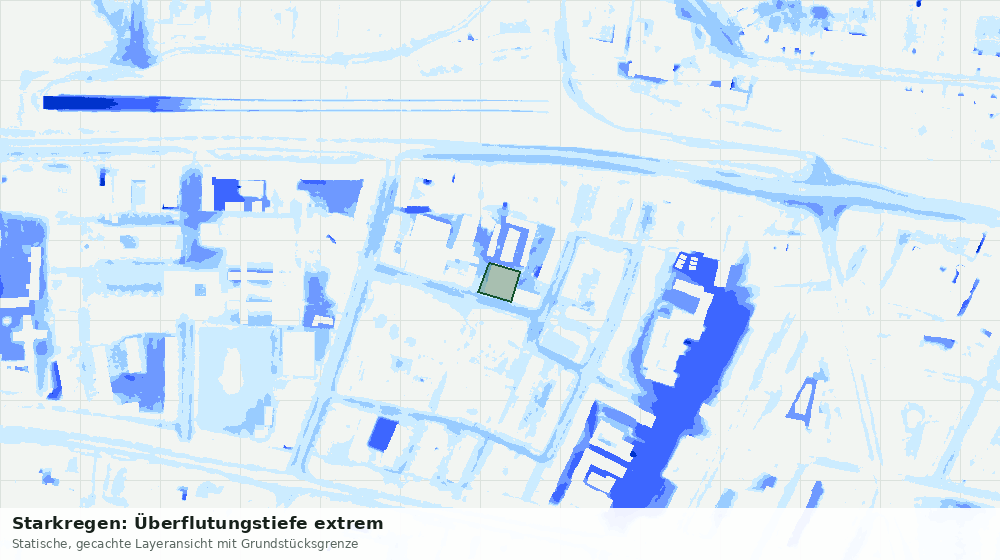 Statische Kartenansicht: Starkregen: Überflutungstiefe extrem