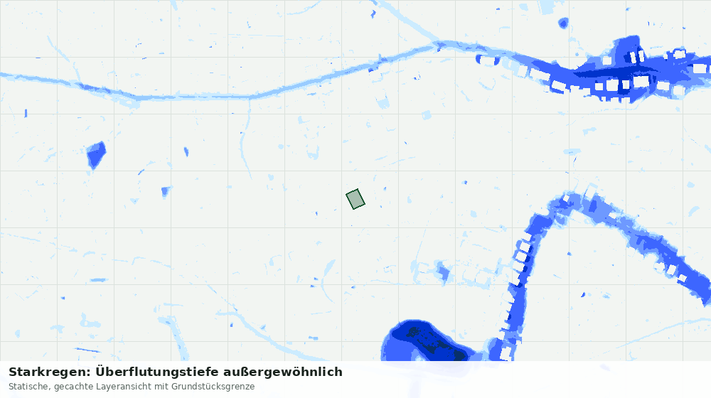Statische Kartenansicht: Starkregen: Überflutungstiefe außergewöhnlich