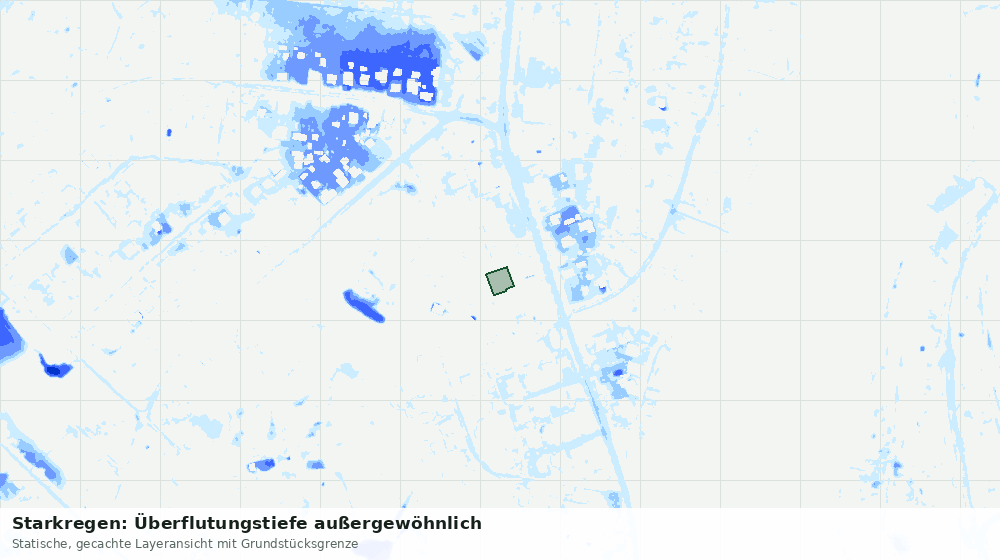 Statische Kartenansicht: Starkregen: Überflutungstiefe außergewöhnlich