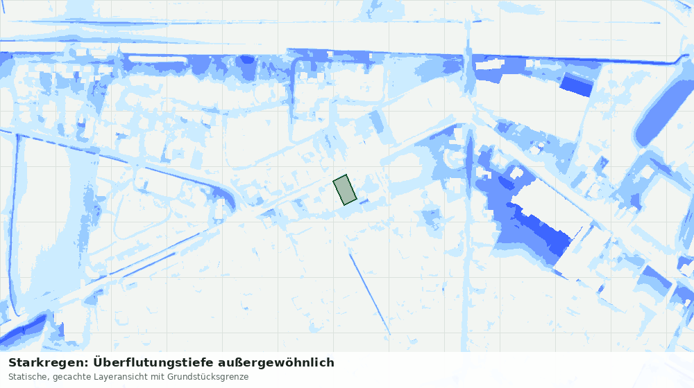 Statische Kartenansicht: Starkregen: Überflutungstiefe außergewöhnlich