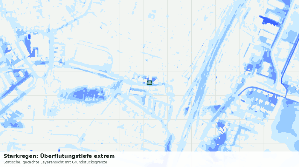 Statische Kartenansicht: Starkregen: Überflutungstiefe extrem