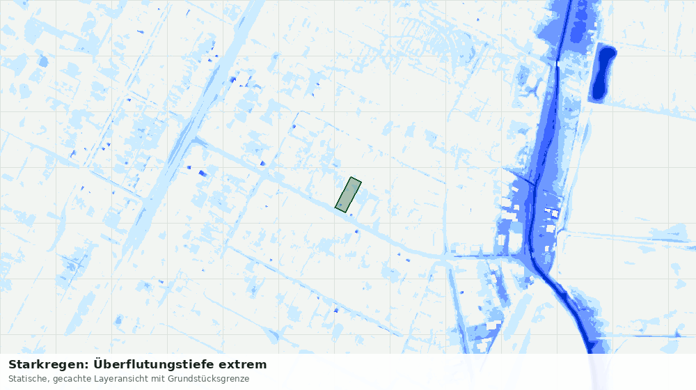 Statische Kartenansicht: Starkregen: Überflutungstiefe extrem